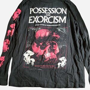 Possession and Exorcism Black Graphic Long-Sleeve Shirt